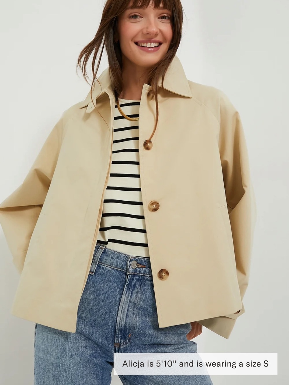 Tuckernuck Khaki Drew Short Trench Coat - size Small